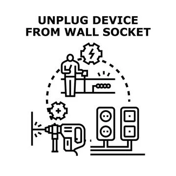 Unplugging electric device from wall socket for safety Stock Illustration