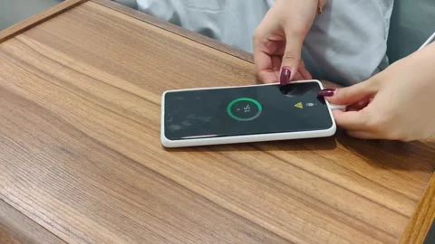 Unplugging smartphone from charger Vídeos de archivo 336848846