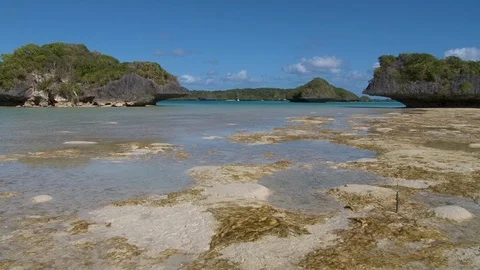 Unpolluted lagoon uncovered by the tide in remote Fulanga. Fiji Islands. Stock Footage 104937908