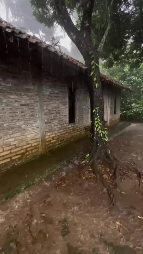 Unpredictable weather in the village Stock Footage 307452569