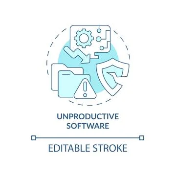 Unproductive software blue concept icon Stock-Illustration