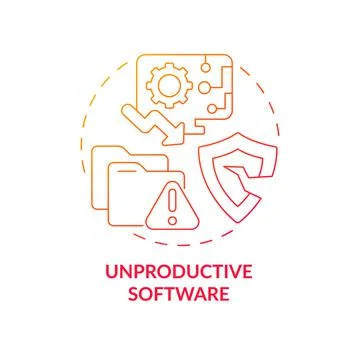 Unproductive software red gradient concept icon 스톡 일러스트