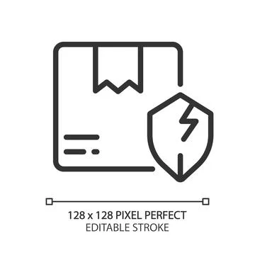 Unprotected parcel pixel perfect linear icon 스톡 일러스트