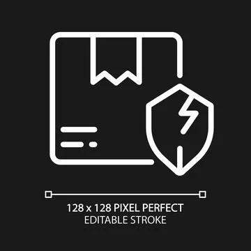 Unprotected parcel pixel perfect white linear icon for dark theme Illustrazione stock