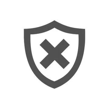 Unprotected shield icon on a white background Stock Illustration