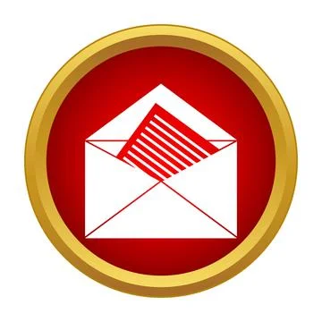 Unread email message notification icon on red circle Stock Illustration