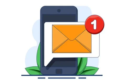 Unread email notification concept. New message on device screen. Online chat. Stock Illustration