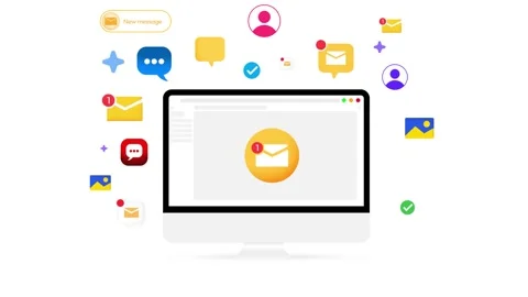 Unread emails and messages on the comput... | Stock Video | Pond5
