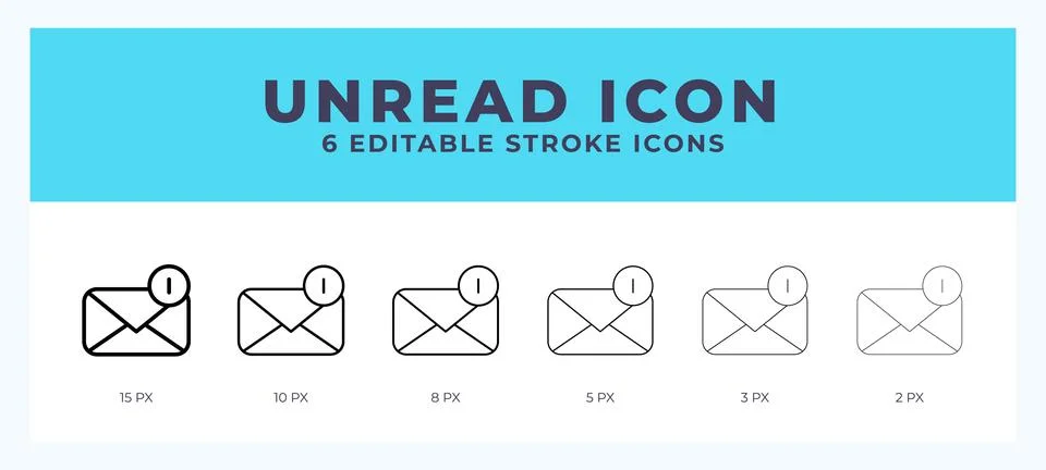 Unread icon. Regular line. Thin line. Bold line. Vector illustration. Illustrazione stock