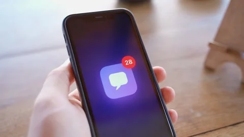 Unread message counter increasing on smartphone screen. Growing number of missed 库存影片 343237475