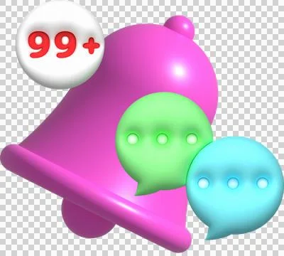 Unread message notification bell illustration 3D Stock Illustration