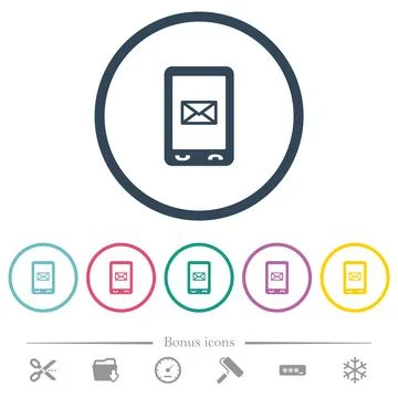 Unread SMS message flat color icons in round outlines Stock Illustration