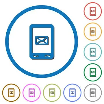 Unread SMS message icons with shadows and outlines Illustrazione stock