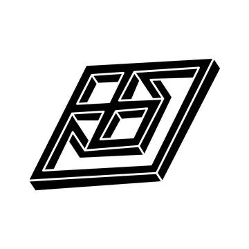 Unreal geometry. Impossible shape logo design, optical illusion object. Optical Stock-Illustration