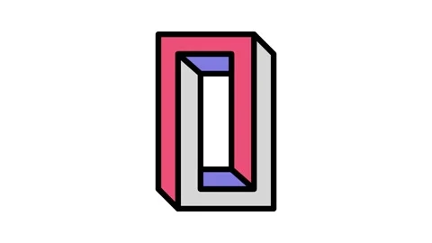 Unreal impossible geometric shape color icon animation Stock Footage 224421398
