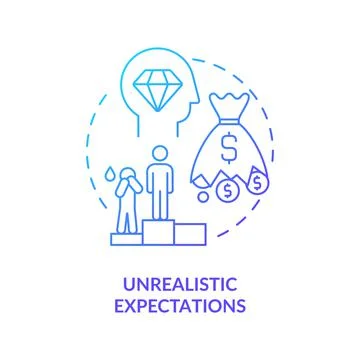 Unrealistic expectation blue gradient concept icon Illustrazione stock