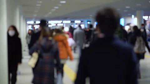 Unrecognisable Anonymous Crowd People Walking Crowded Train Station Stock Footage 101148327