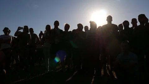 Unrecognisable people applause, silhouette Stock Footage