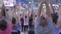 Unrecognisable people do yoga hands urban public space outdoors day summer NYC 4k or 4k+ Resolution