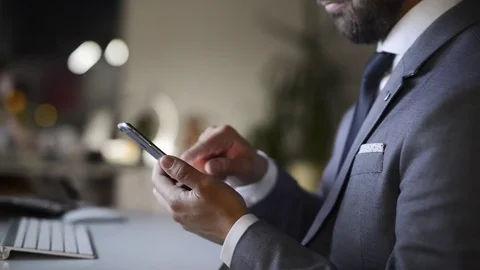 Unrecognizable businessman in the office at night. Stock Footage