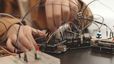 Unrecognizable Child Constructing Robot Video stock 153464541