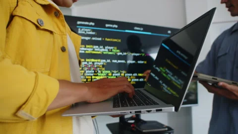 Unrecognizable Developers Fixing Programming Code Stock Footage 263032412