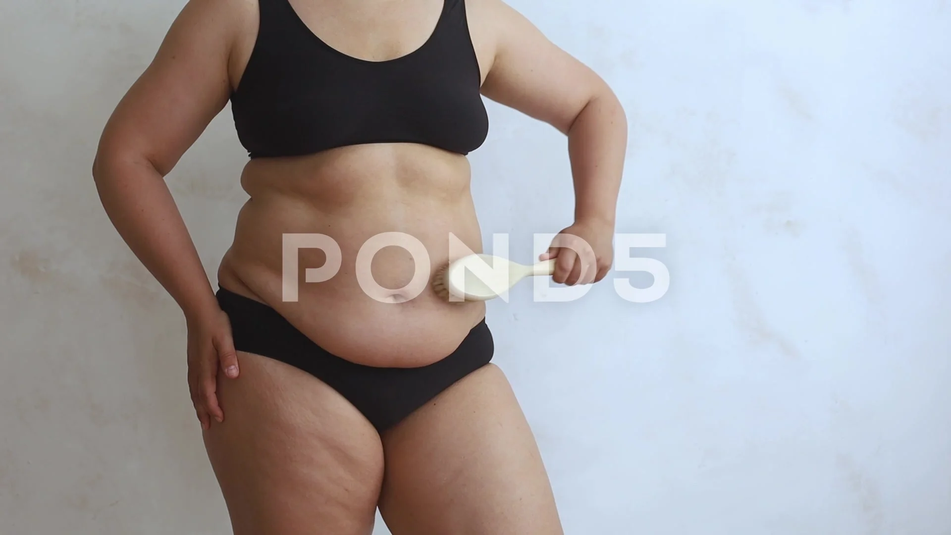 Unrecognizable fat woman wearing black u, Stock Video