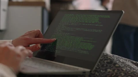Unrecognizable Female Programmer Coding on Laptop in Office Stock Footage 274338606