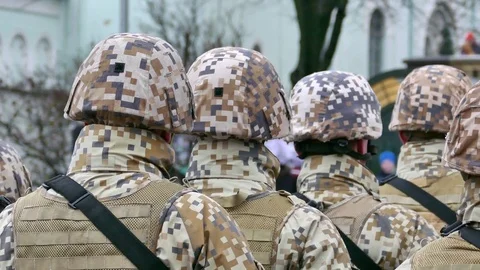 Unrecognizable formation of soldiers from back Video stock 70665921