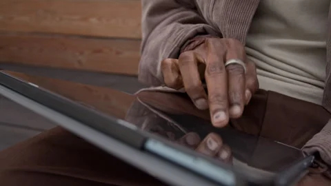 Unrecognizable Freelancer Working Outside Stock Footage 320014850