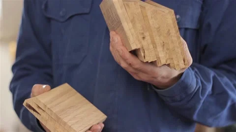 Unrecognizable man craftsman in workshop preparing working with wood planking 動画素材 88206829