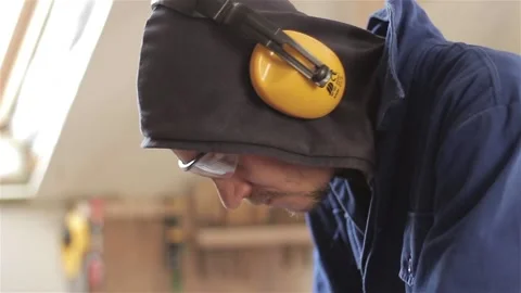 Unrecognizable man craftsman in workshop preparing working with wood planking 動画素材 88295551