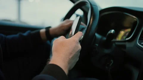 Unrecognizable man driver sitting at steering Stock Footage 265291186