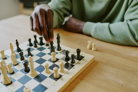 Unrecognizable Man Solving Chess Problem Stock Photos