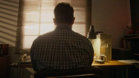 Unrecognizable Man Working on Retro Computer in Home Office Video stock 327231970