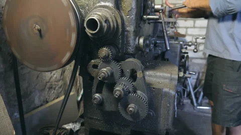Unrecognizable man working with workbench. Mechanic working in his garage Stock Footage 310230354