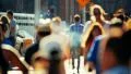 Unrecognizable pedestrians and street traffic slow motion HD Footage