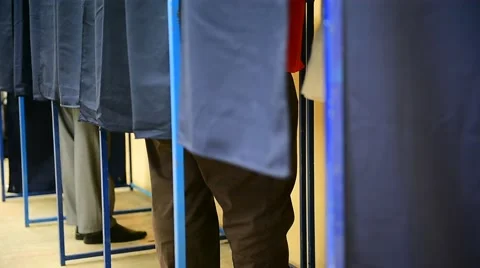 Unrecognizable people voting inside booths 스톡 동영상 63905848