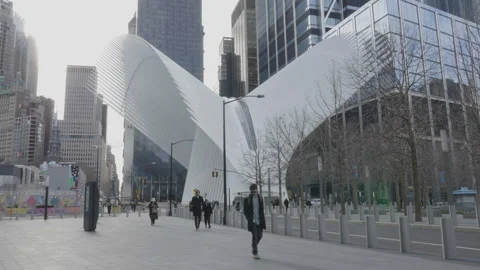 Unrecognizable people walking past The Oculus Center Stock Footage 271020163