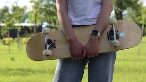 Unrecognizable person with a skateboard Stock Footage 337047124