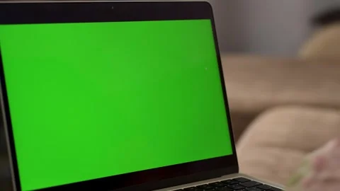 Unrecognizable person using mockup laptop, working remotely at home Stock Footage 268006982