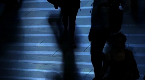 Unrecognizable persons commuting in the city. shadow light Video stock 66245735