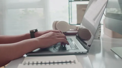 Unrecognizable Programmer Working on Code on Laptop Stock Footage 265069166