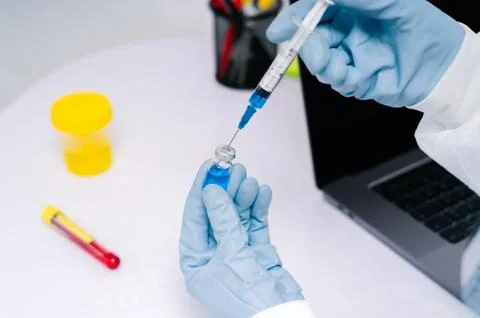Unrecognizable scientist working in lab Stock Photos