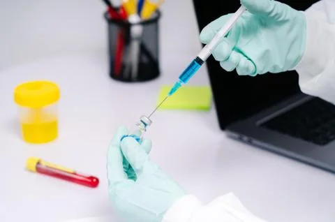 Unrecognizable scientist working in lab Stock Photos