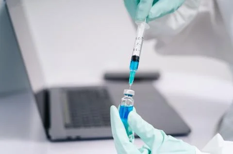 Unrecognizable scientist working in lab Stock Photos