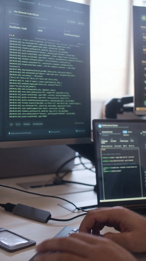 Unrecognizable Specialist Programming Code on Computer in Cybersecurity Office 動画素材 334935972