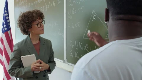 Unrecognizable Student Solving Geometry Problem Stock Footage 237906124