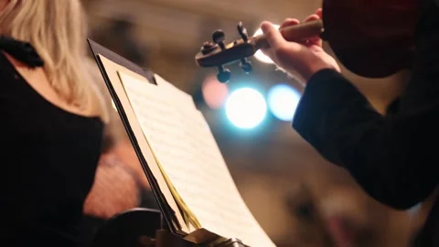 Unrecognizable violin player performing in orchestra ensemble Video stock 318007717