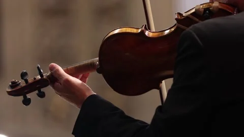 Unrecognizable violin player performing in orchestra ensemble 스톡 동영상 318007727